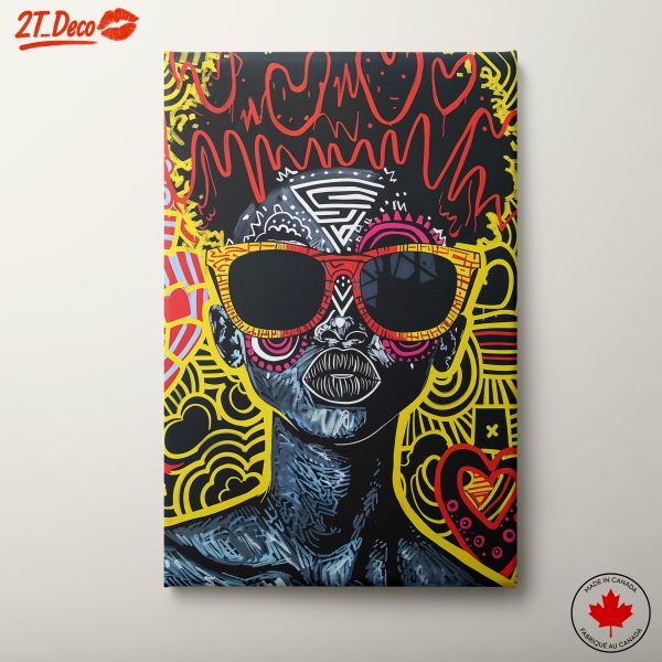 Vibrant Afro Art Portrait with Sunglasses