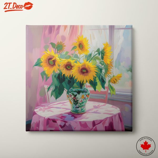 Vibrant Sunflower Bouquet in a Decorated Vase