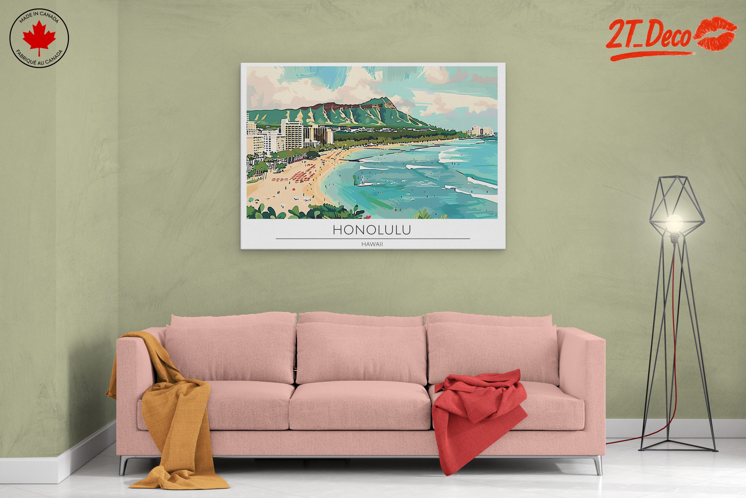 Honolulu Coastal Cityscape Artwork - Image 2