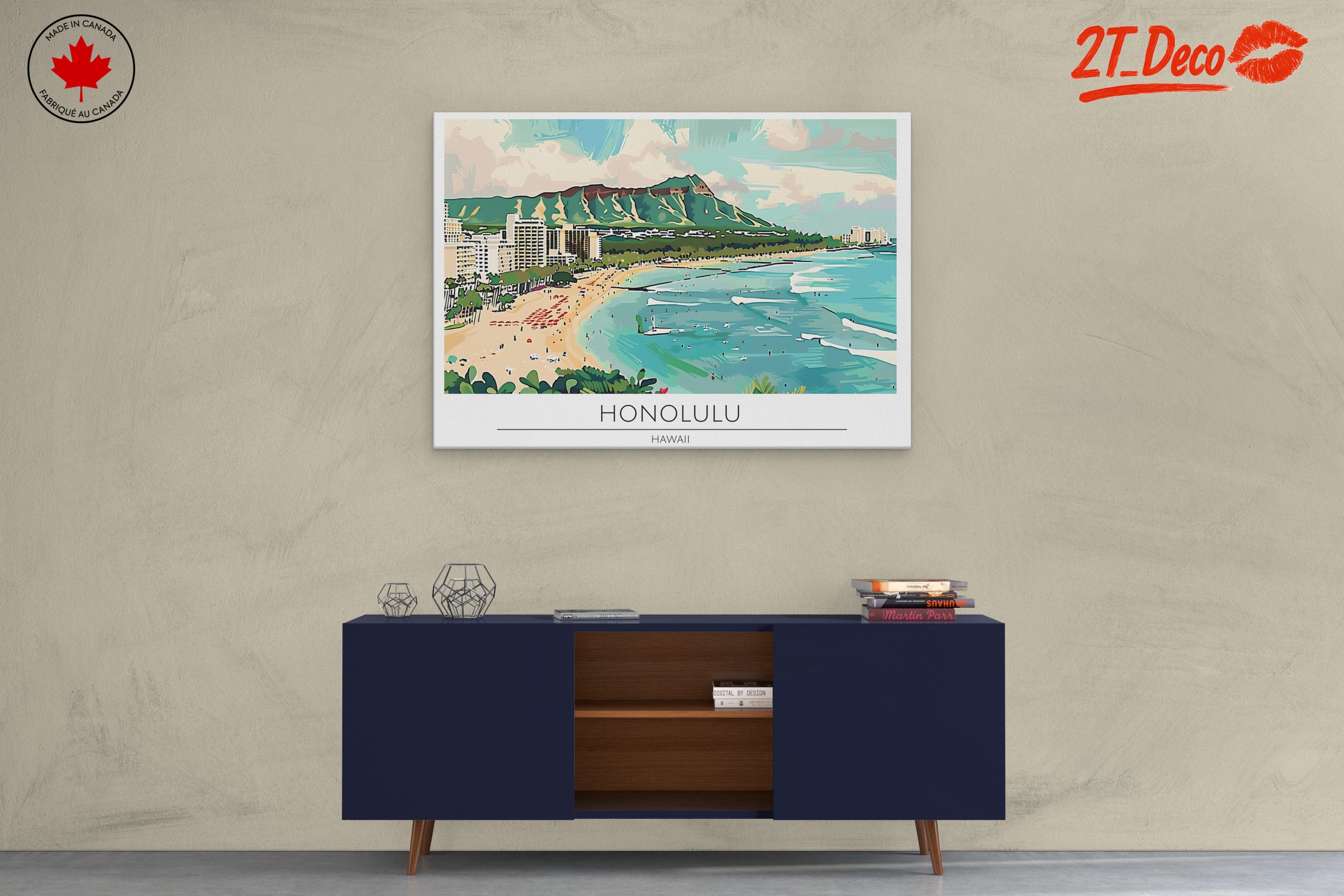 Honolulu Coastal Cityscape Artwork - Image 3