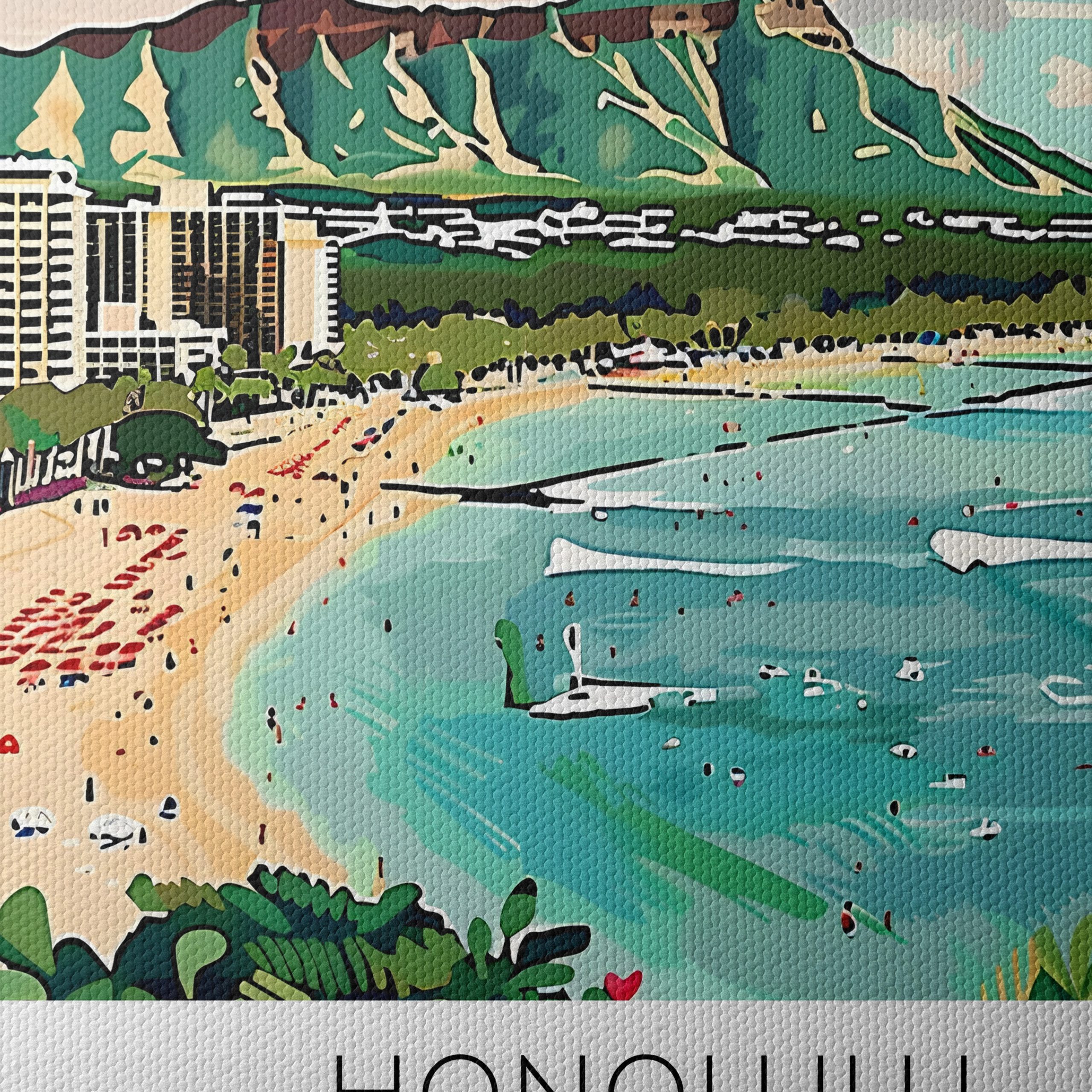 Honolulu Coastal Cityscape Artwork - Image 4
