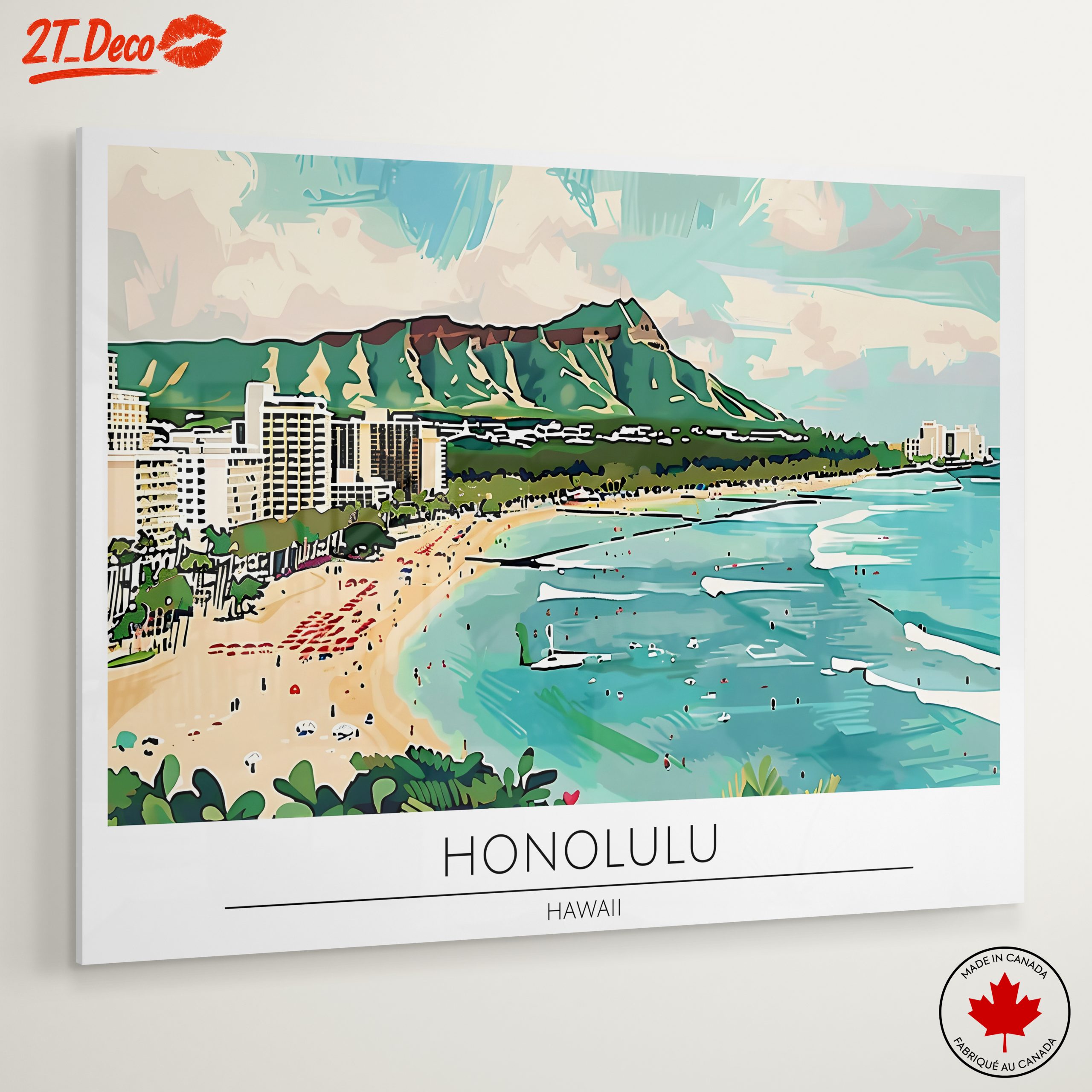 Honolulu Coastal Cityscape Artwork - Image 6