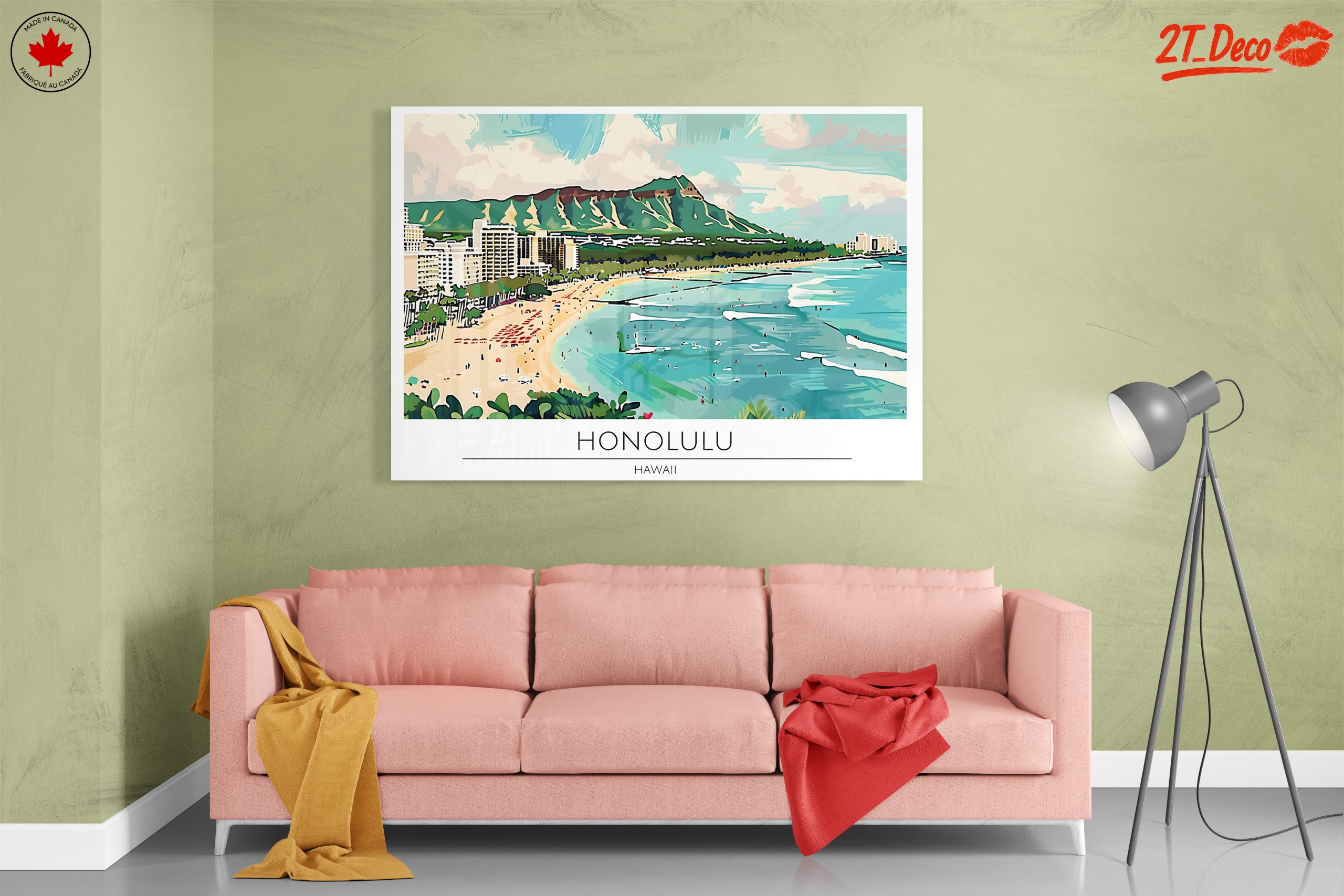 Honolulu Coastal Cityscape Artwork - Image 7