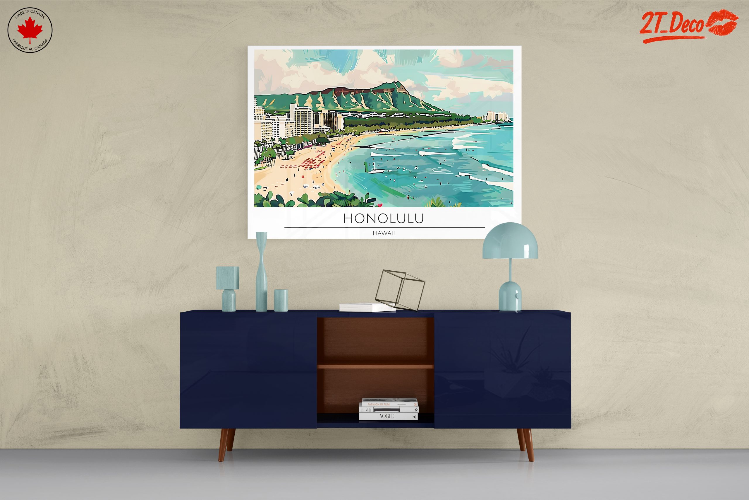 Honolulu Coastal Cityscape Artwork - Image 8