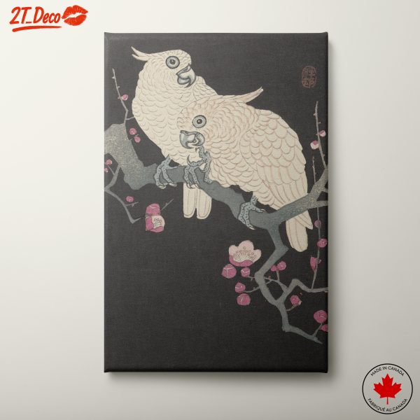 Stylized Japanese Birds on a Branch