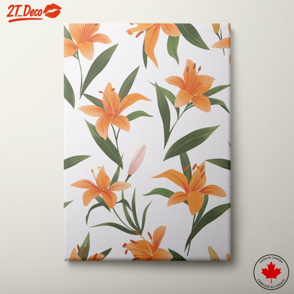 Vibrant Orange Floral Pattern Art