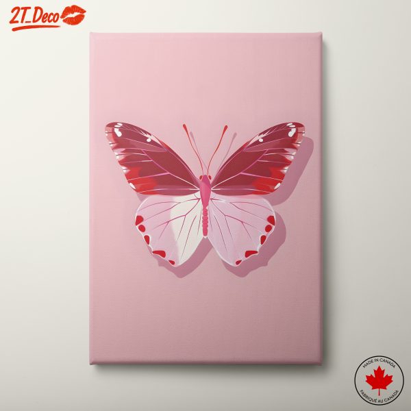Decorative Butterfly Art in Red and Pink