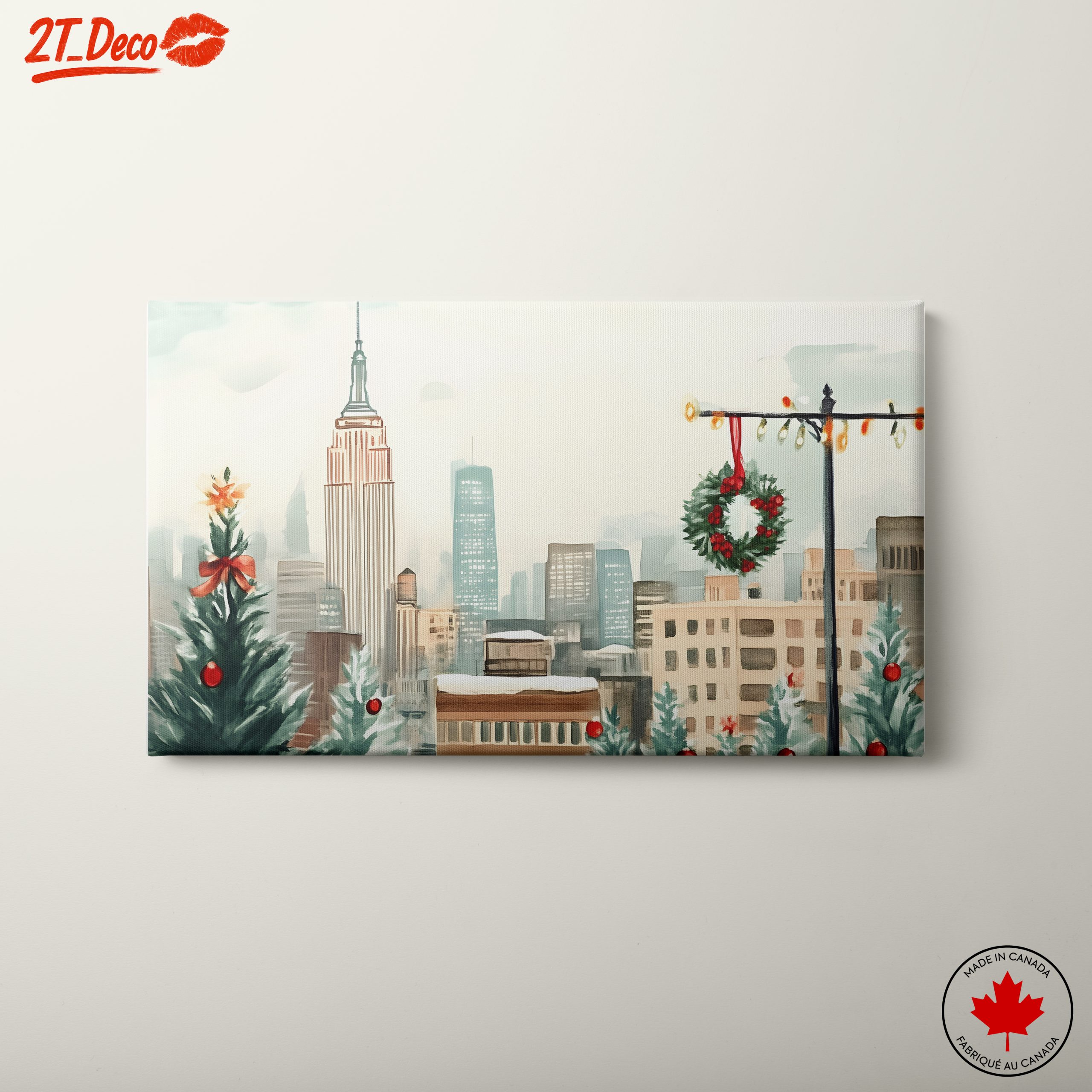 Festive City Holiday Scene with Empire State Building