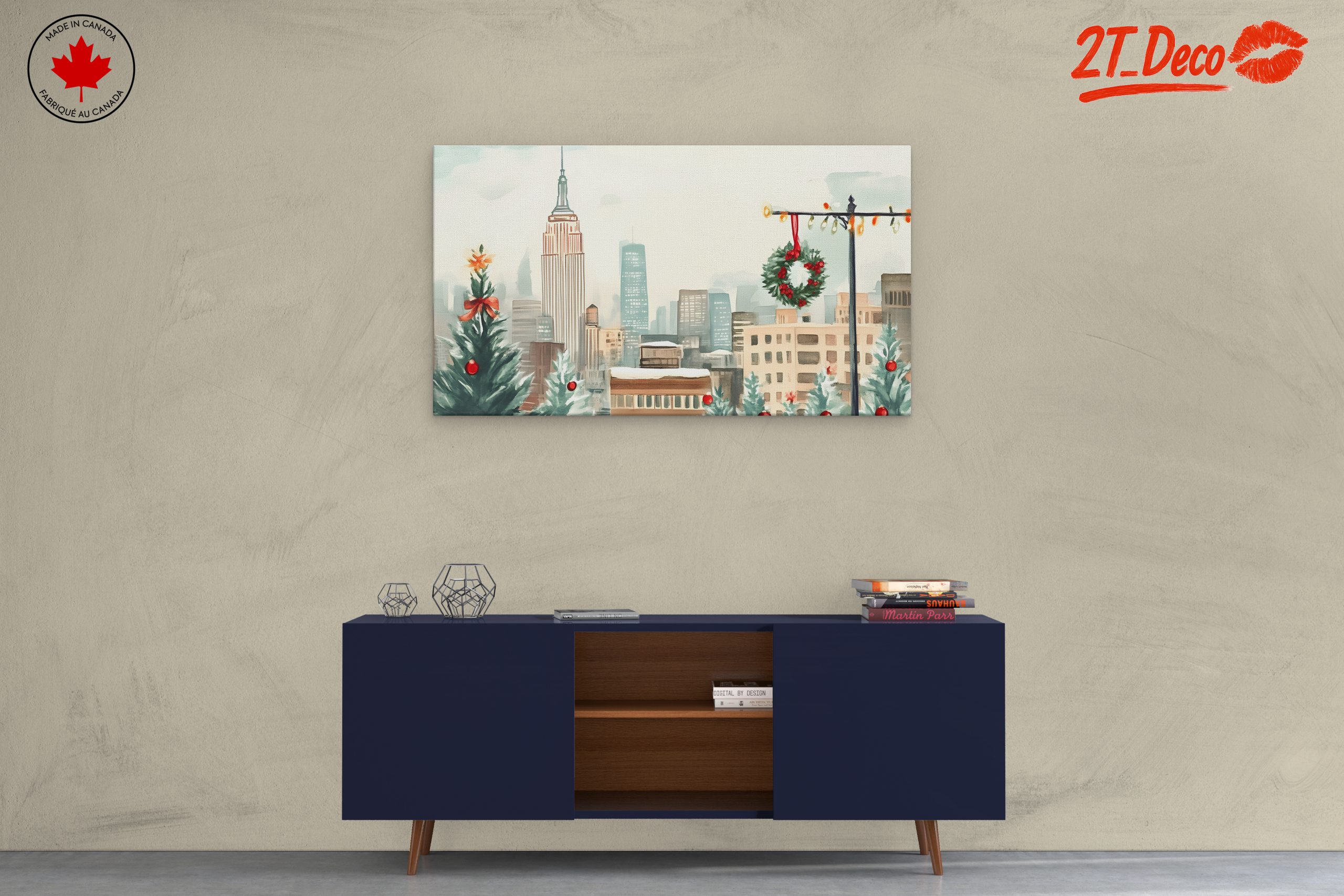 Festive City Holiday Scene with Empire State Building - Image 3