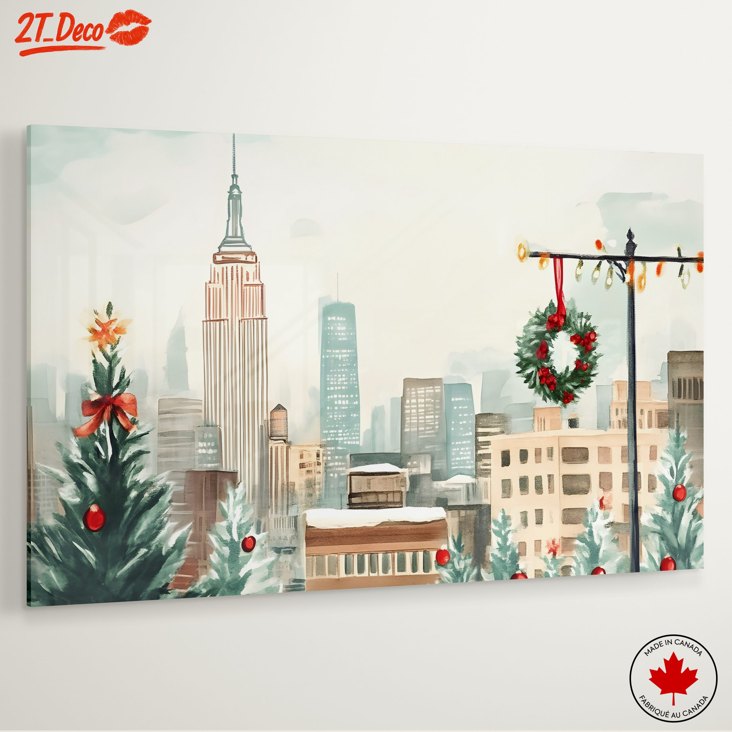 Festive City Holiday Scene with Empire State Building - Image 6