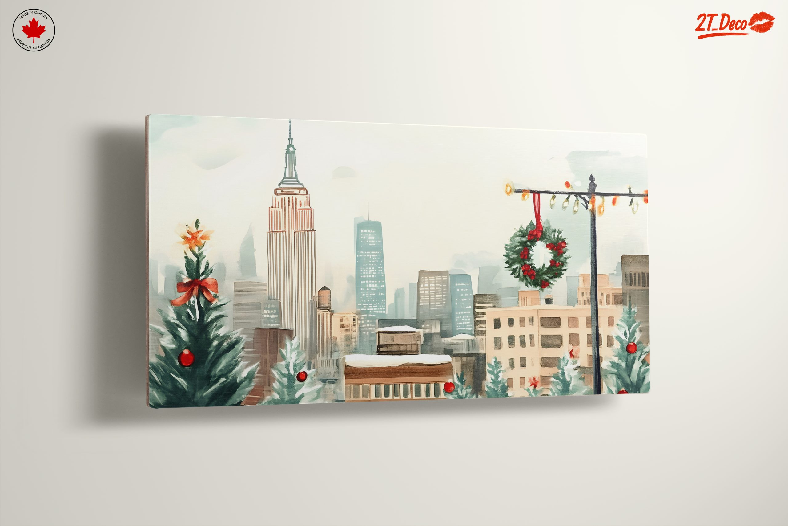 Festive City Holiday Scene with Empire State Building - Image 13