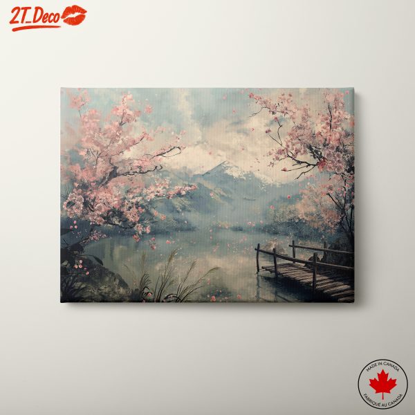Tranquil Adventure Landscape with Blossoming Trees