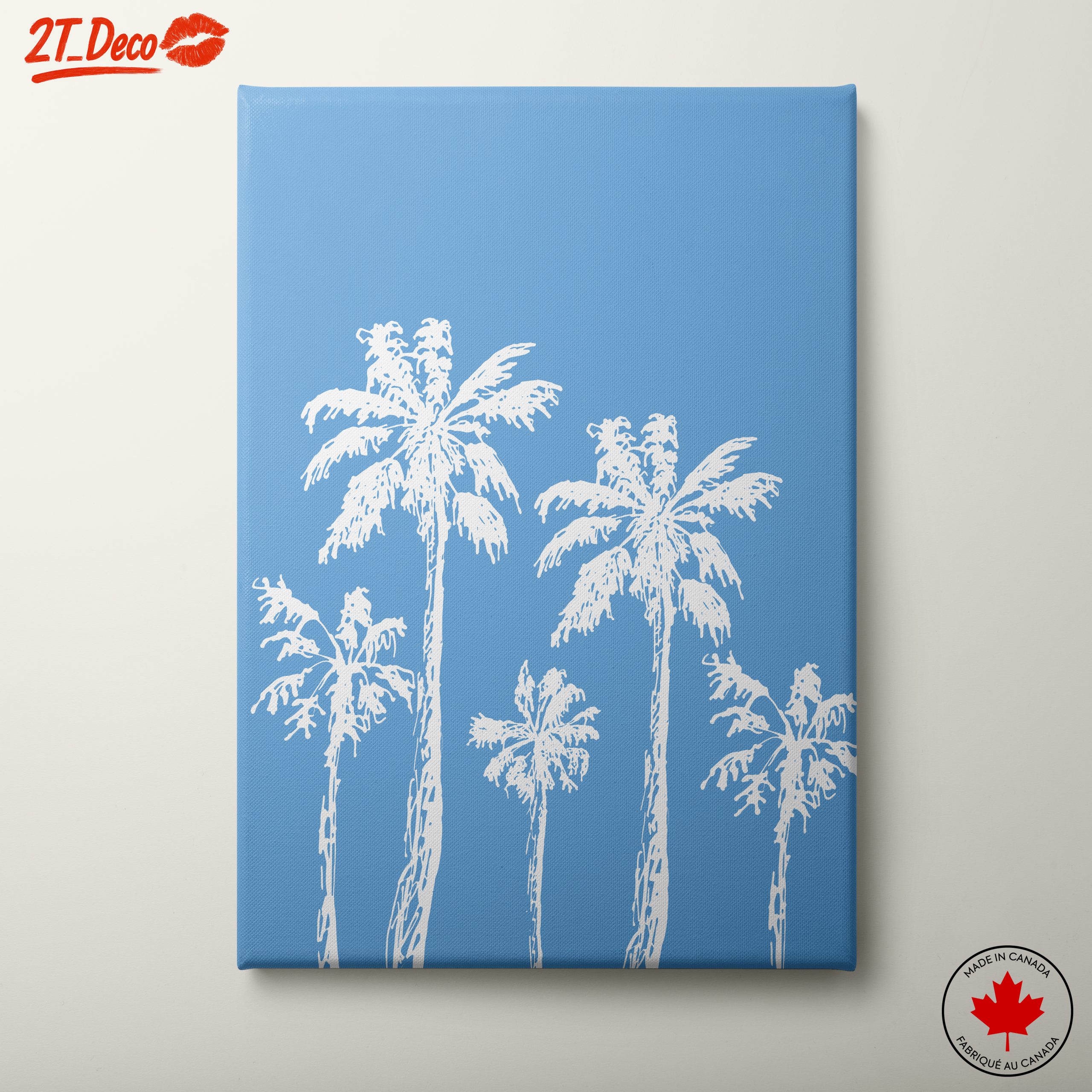 Stylized Palm Trees on Blue Background