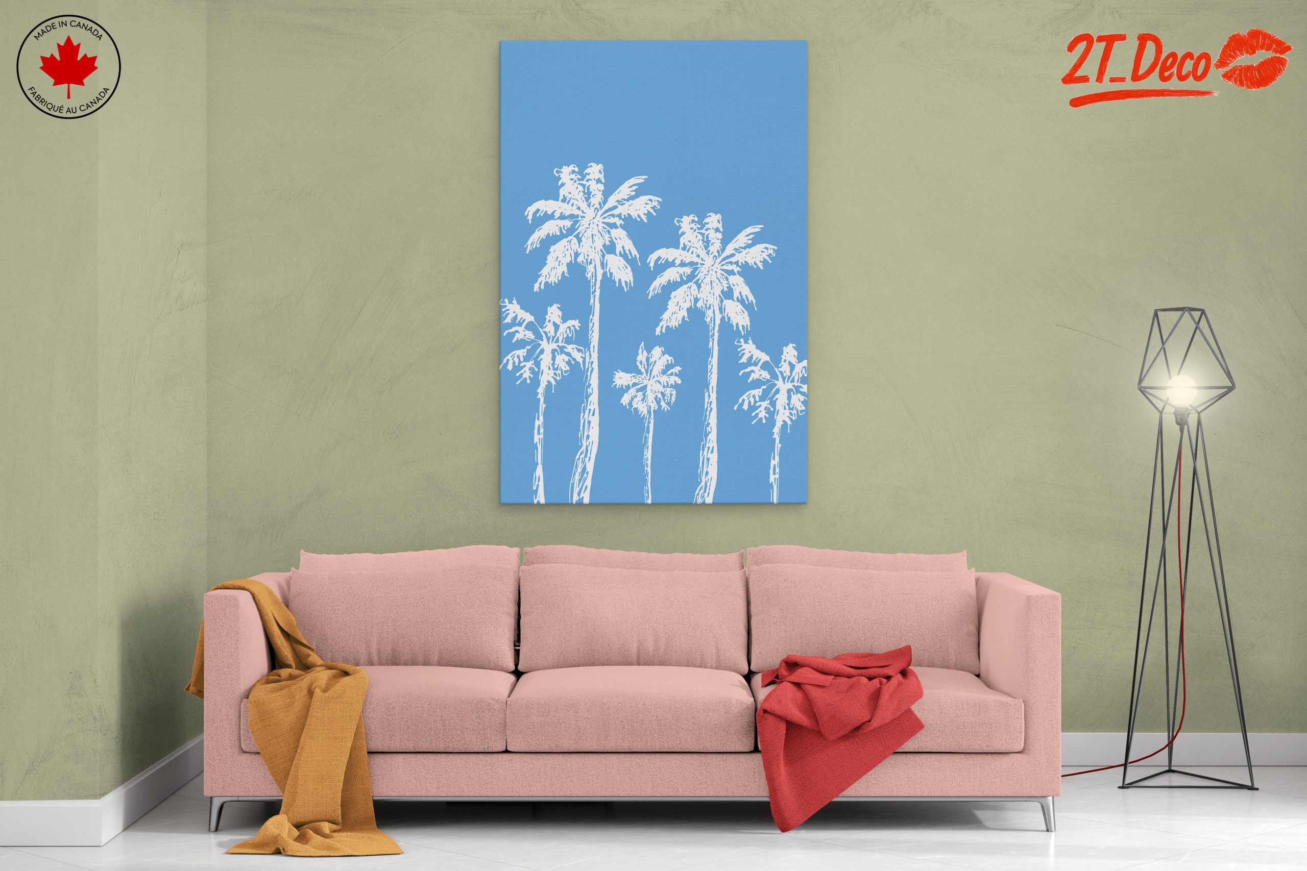 Stylized Palm Trees on Blue Background - Image 2