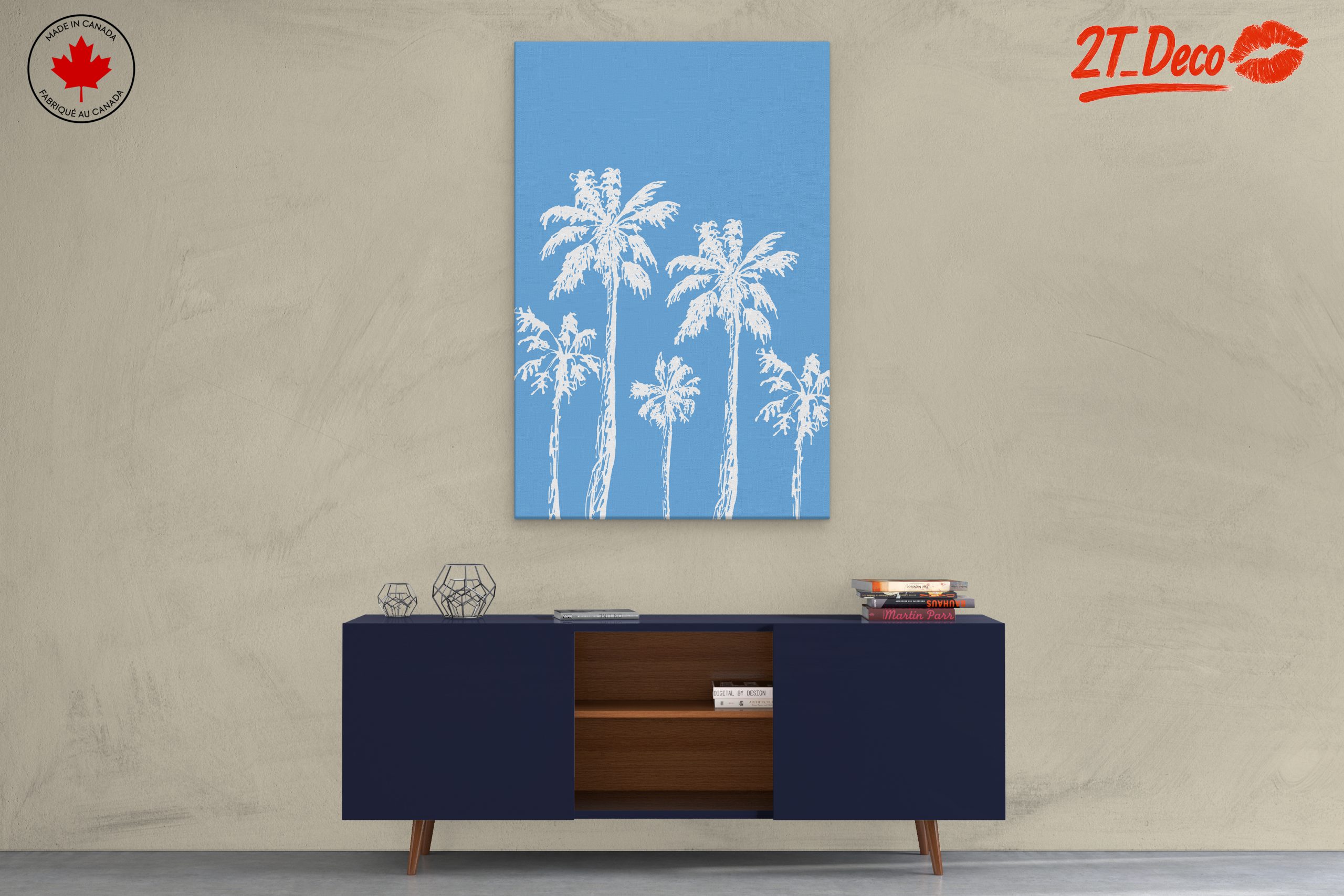 Stylized Palm Trees on Blue Background - Image 3