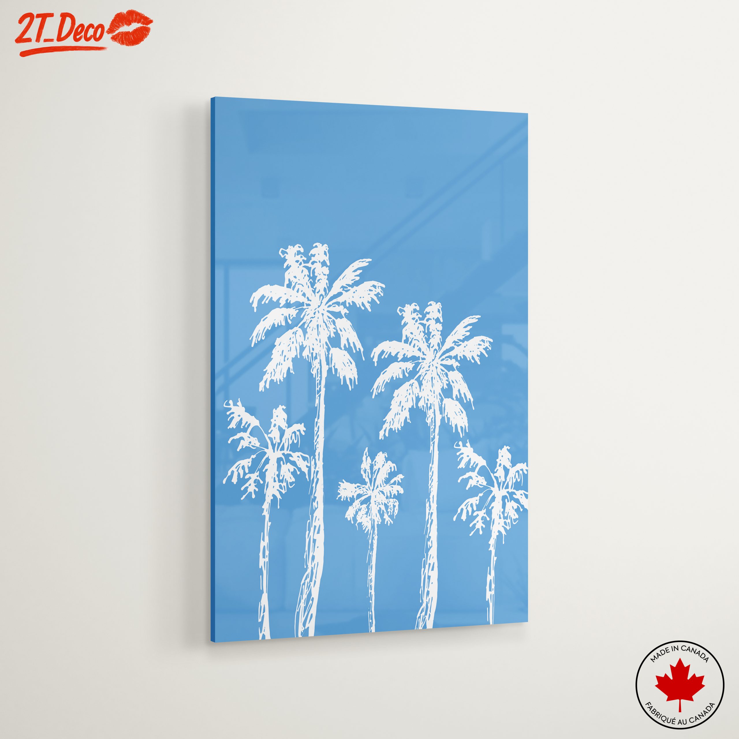 Stylized Palm Trees on Blue Background - Image 6