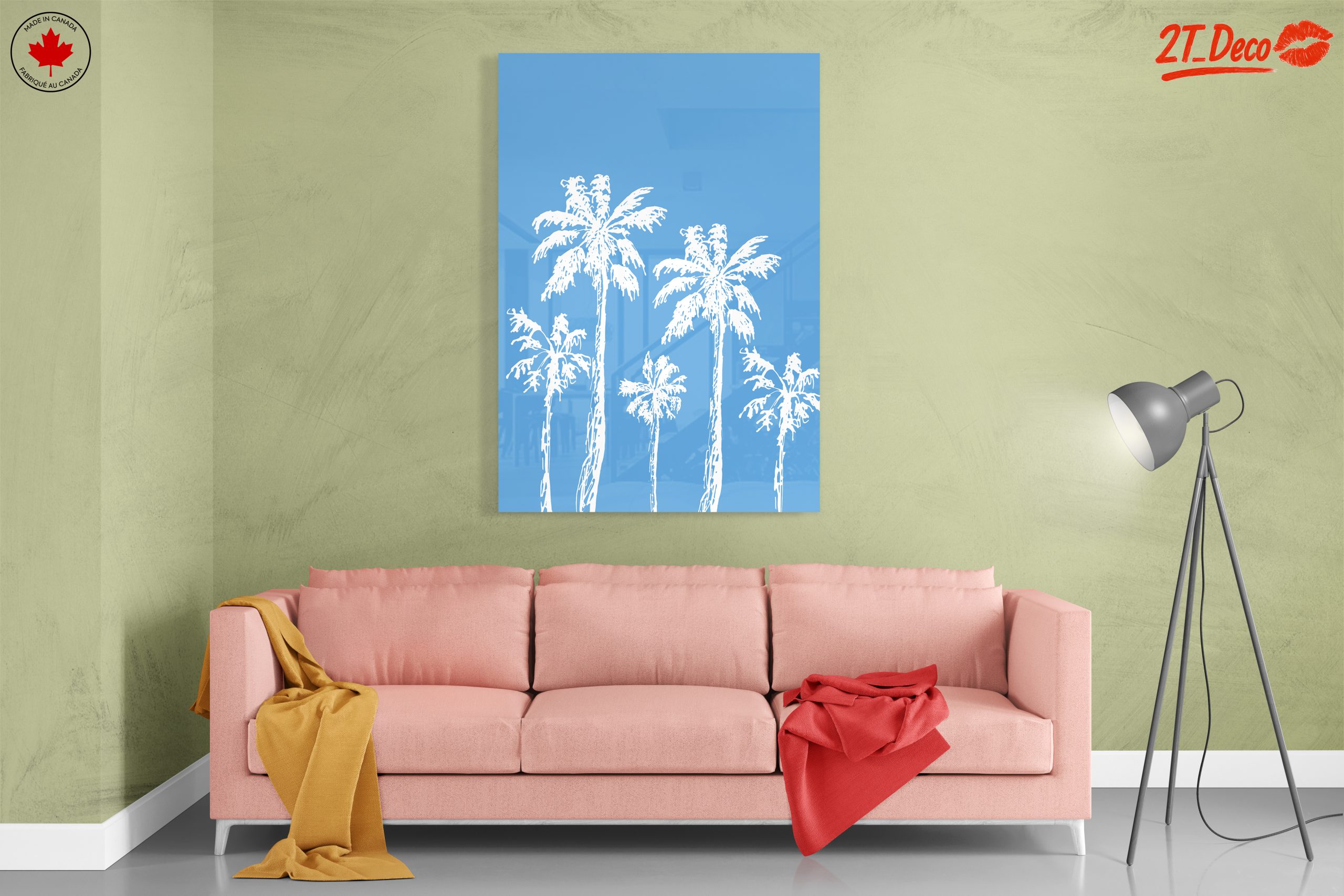 Stylized Palm Trees on Blue Background - Image 7