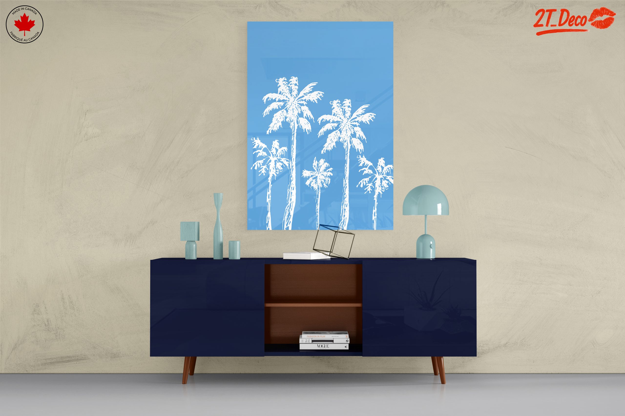 Stylized Palm Trees on Blue Background - Image 8