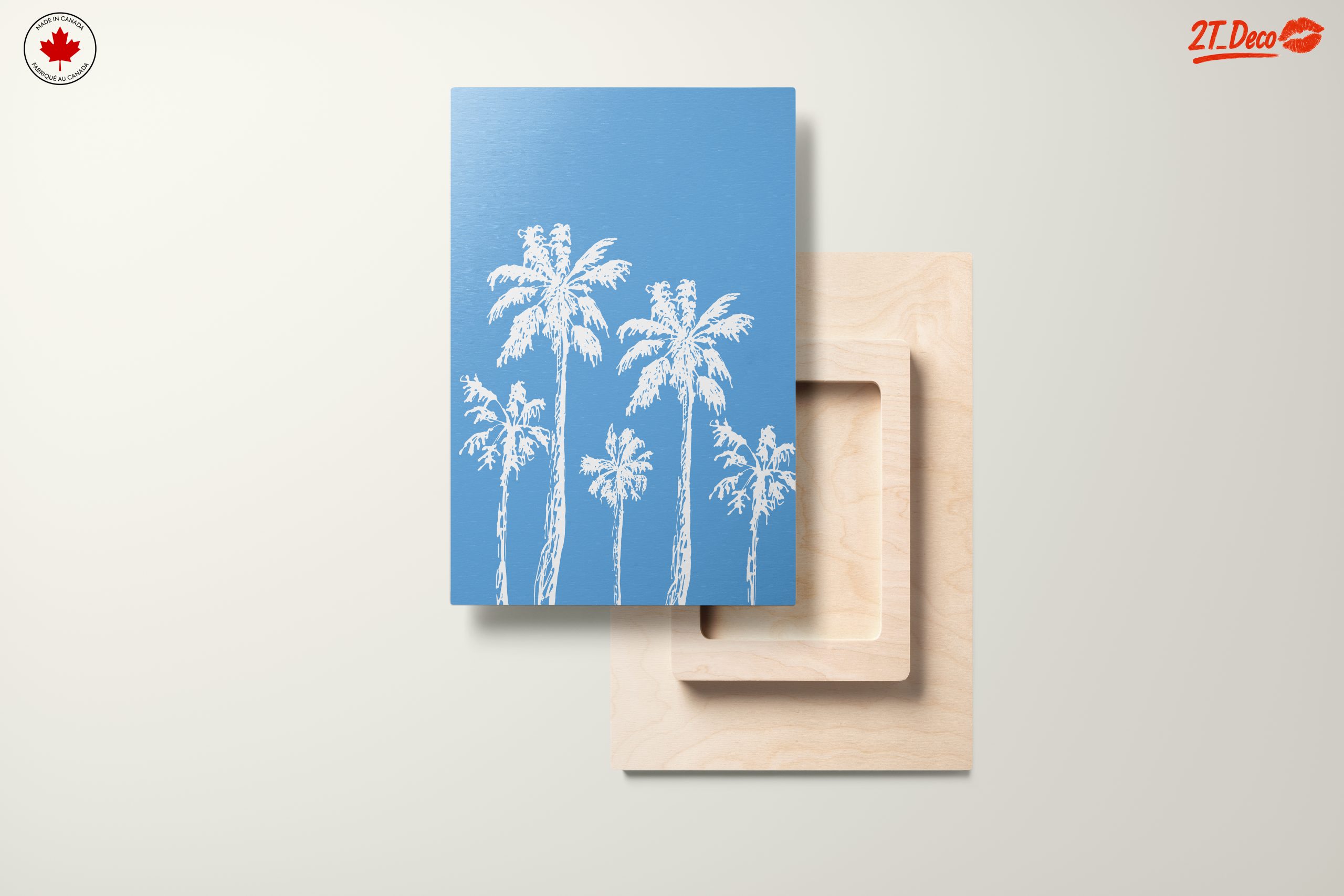 Stylized Palm Trees on Blue Background - Image 11