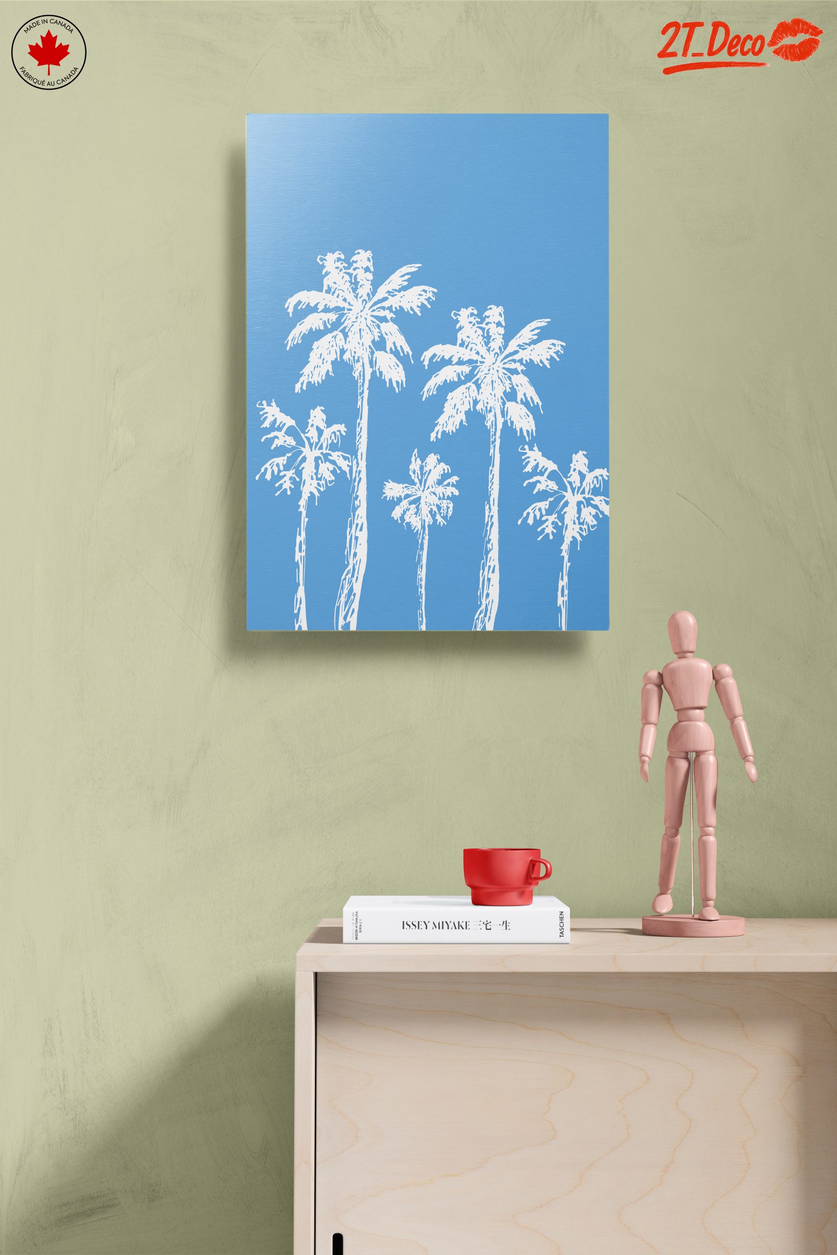 Stylized Palm Trees on Blue Background - Image 14
