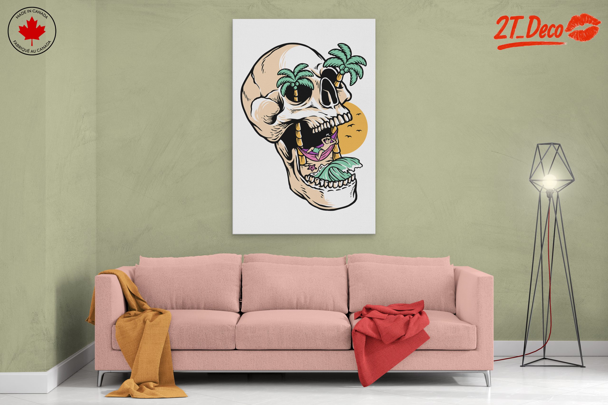 Tropical Skull Illustration with Palm Trees - Image 2