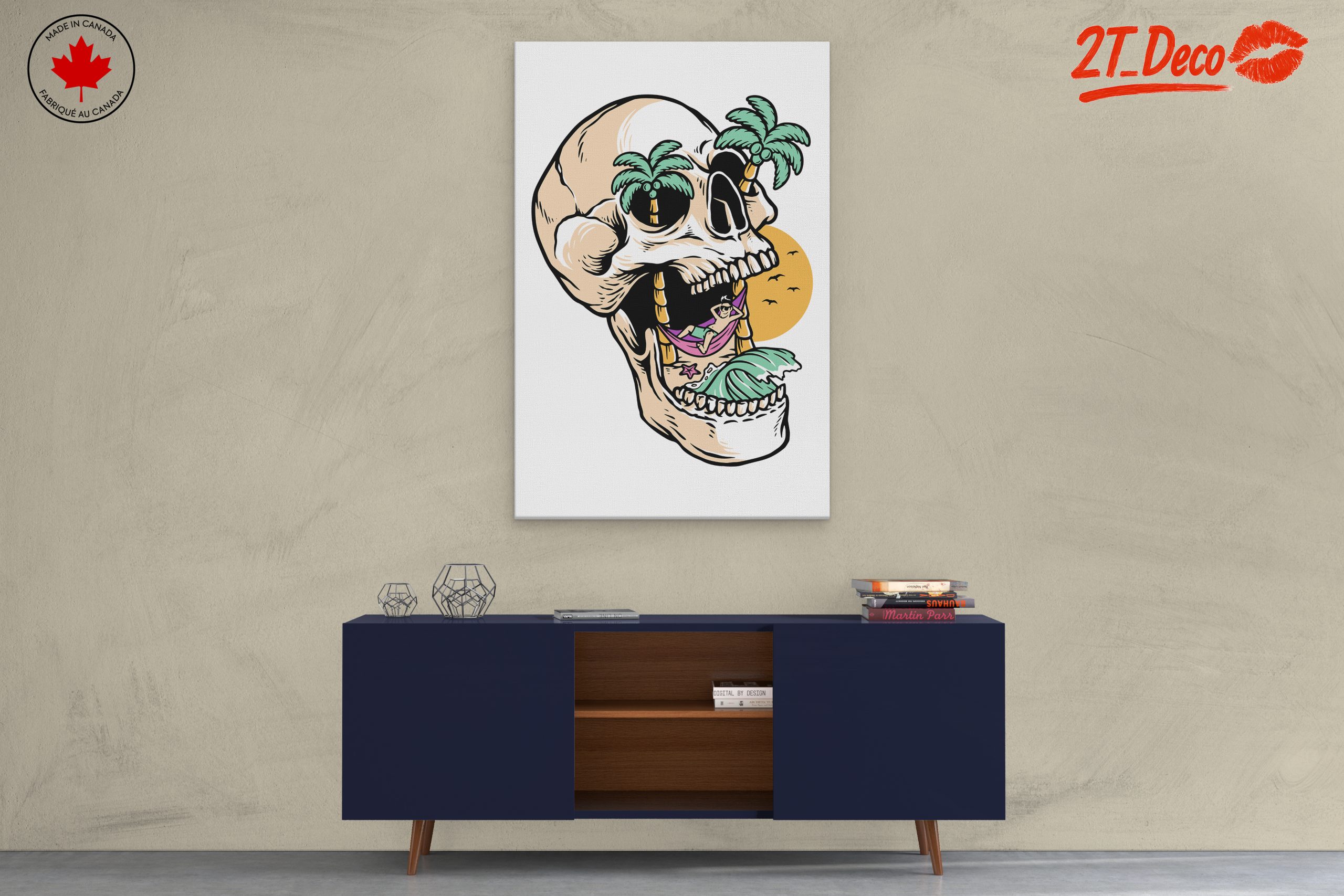 Tropical Skull Illustration with Palm Trees - Image 3
