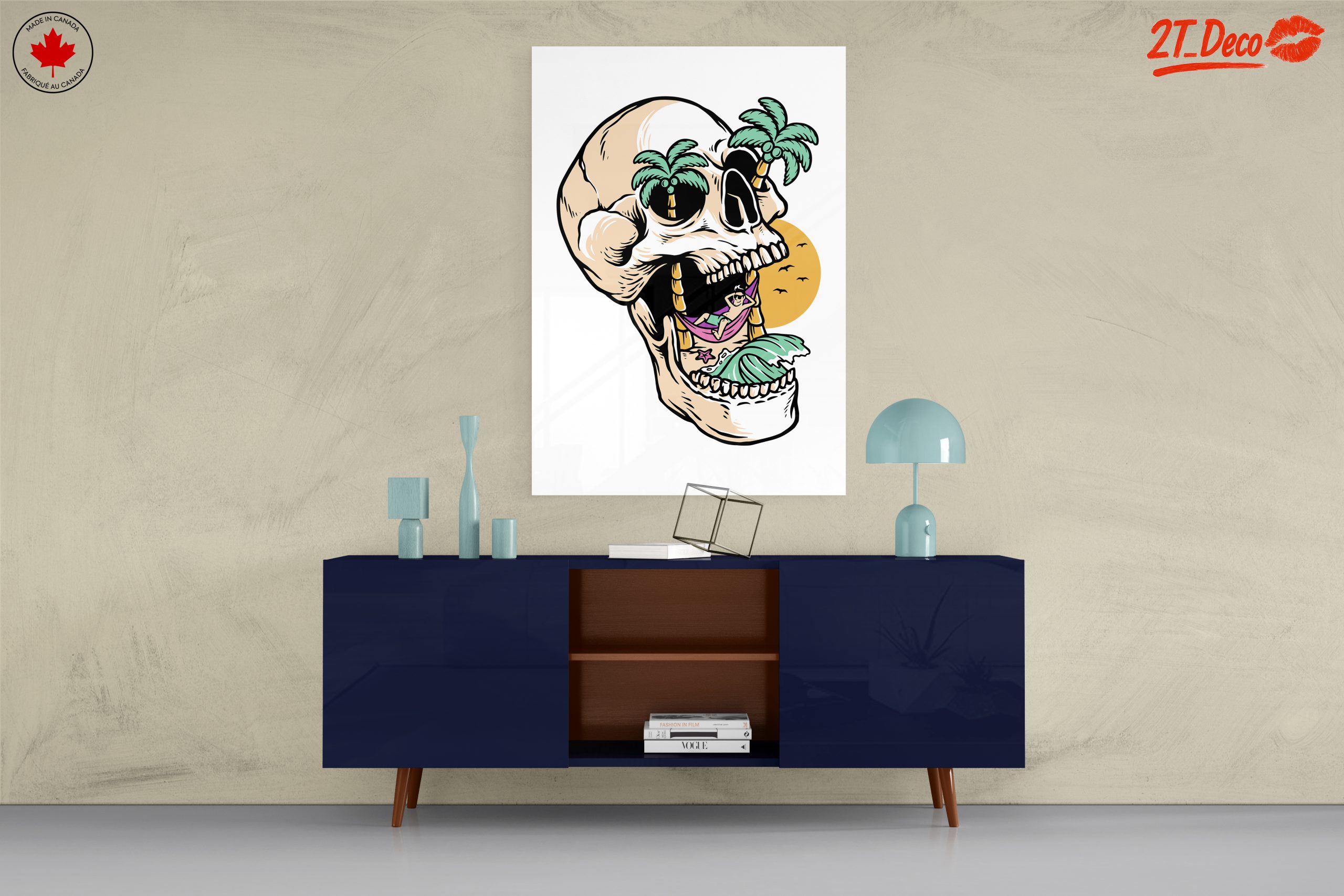 Tropical Skull Illustration with Palm Trees - Image 8