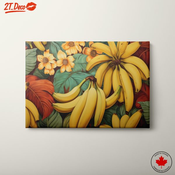Vibrant Abstract Food Art with Bananas and Flowers