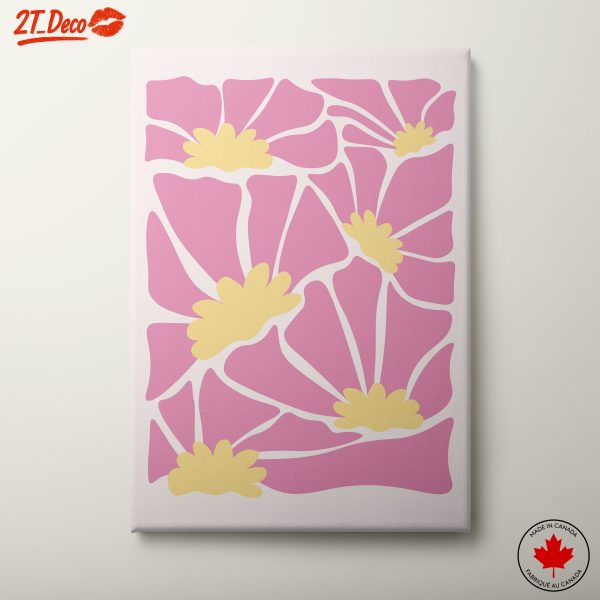 Stylized Floral Design in Pink and Yellow