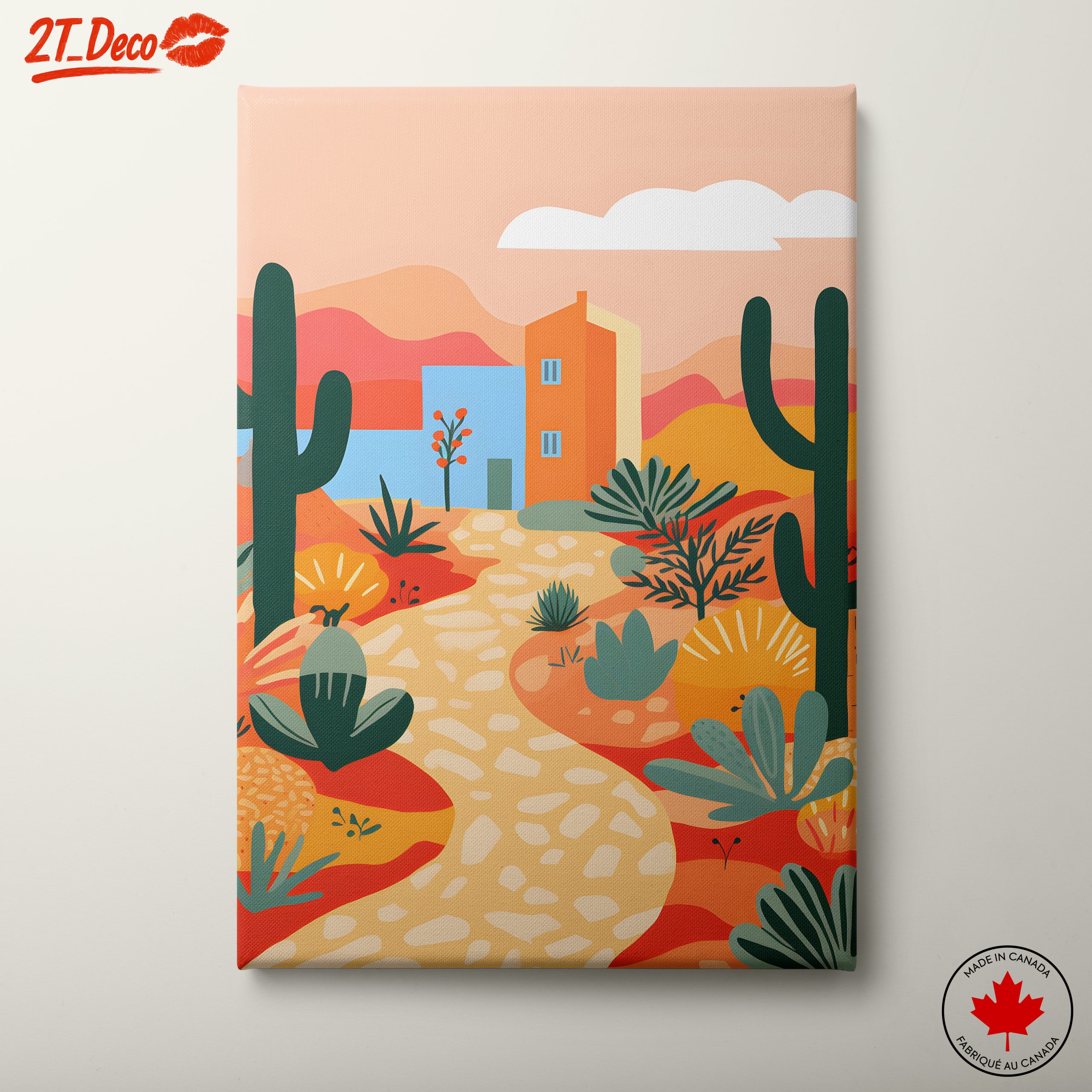 Stylized Desert Landscape with Cactus