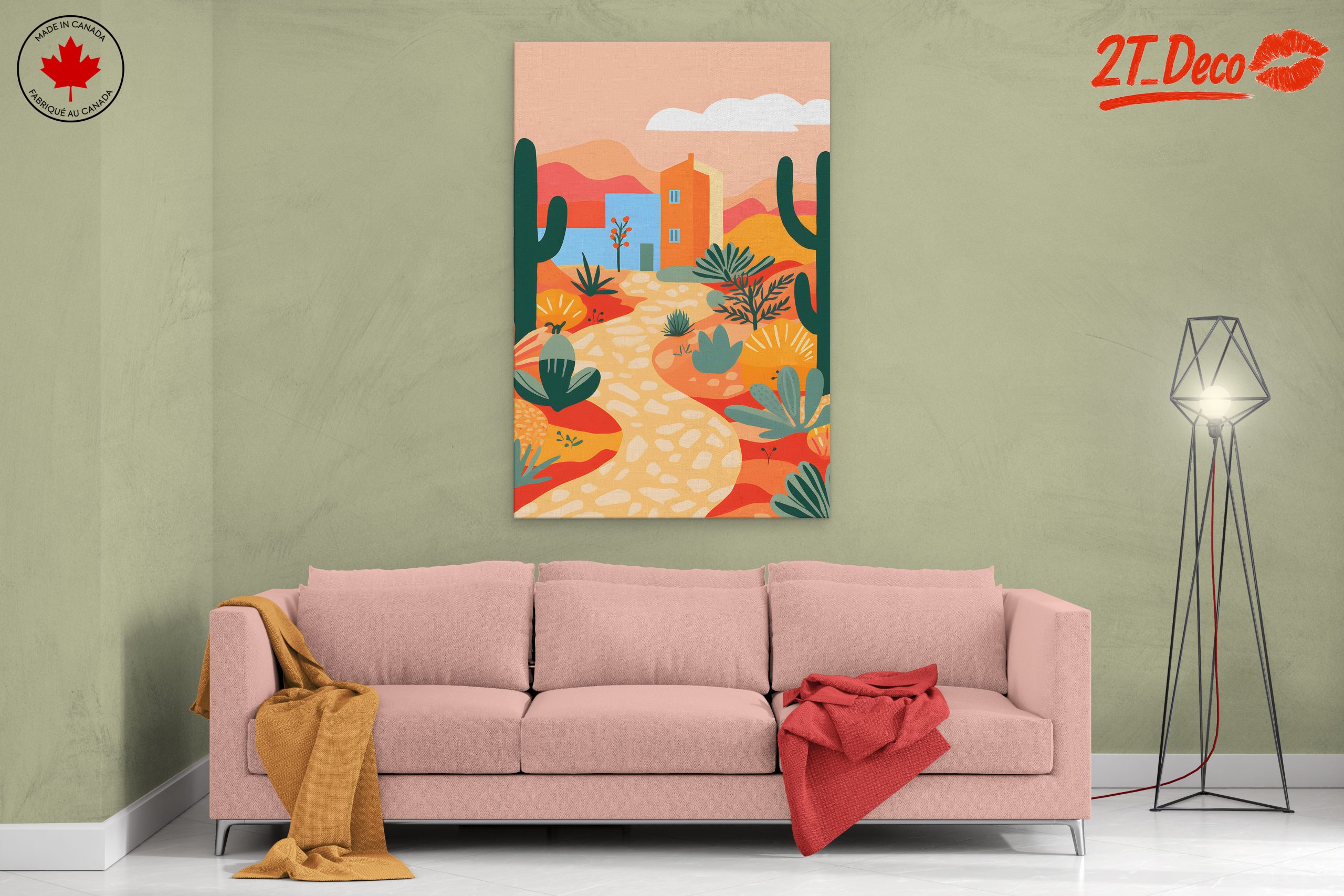 Stylized Desert Landscape with Cactus - Image 2