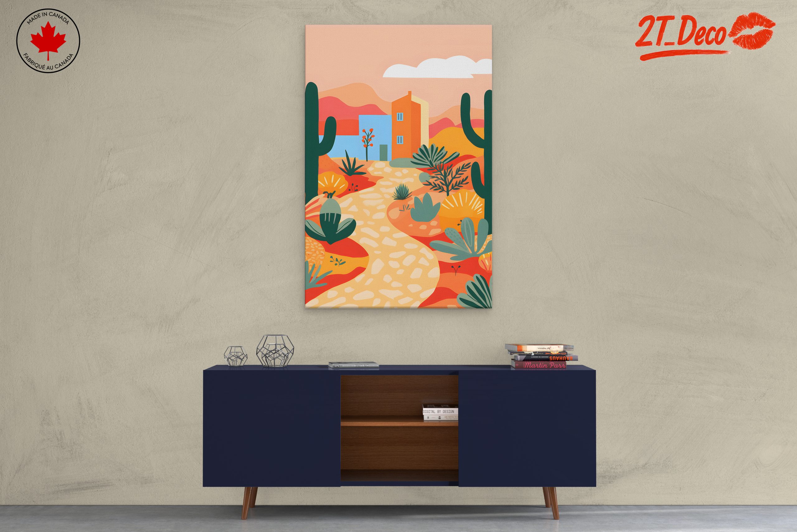Stylized Desert Landscape with Cactus - Image 3