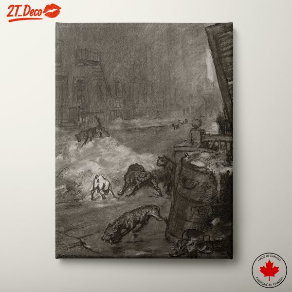 Artistic Depiction of Street Dogs in Urban Landscape