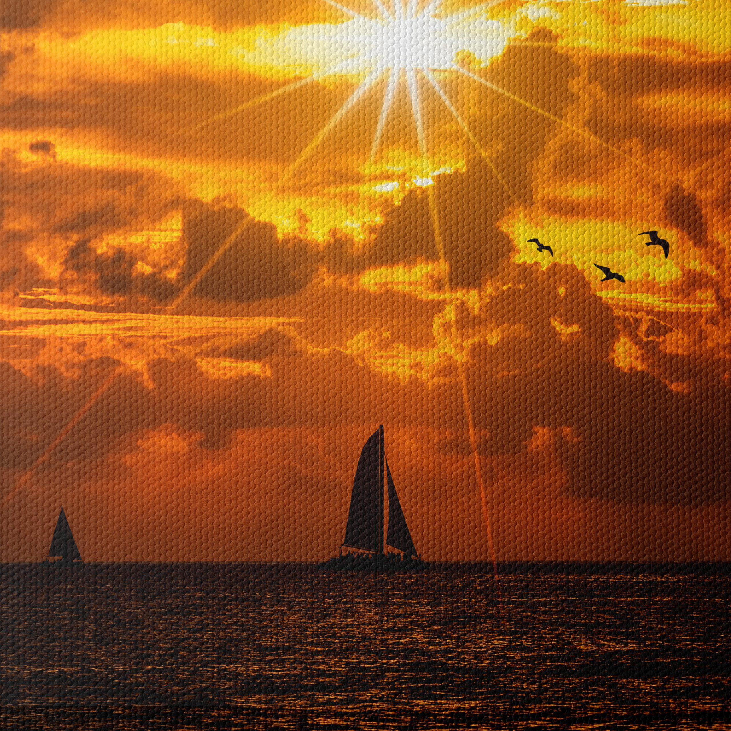Stunning Sunset Over Beach with Sailboats - Image 4