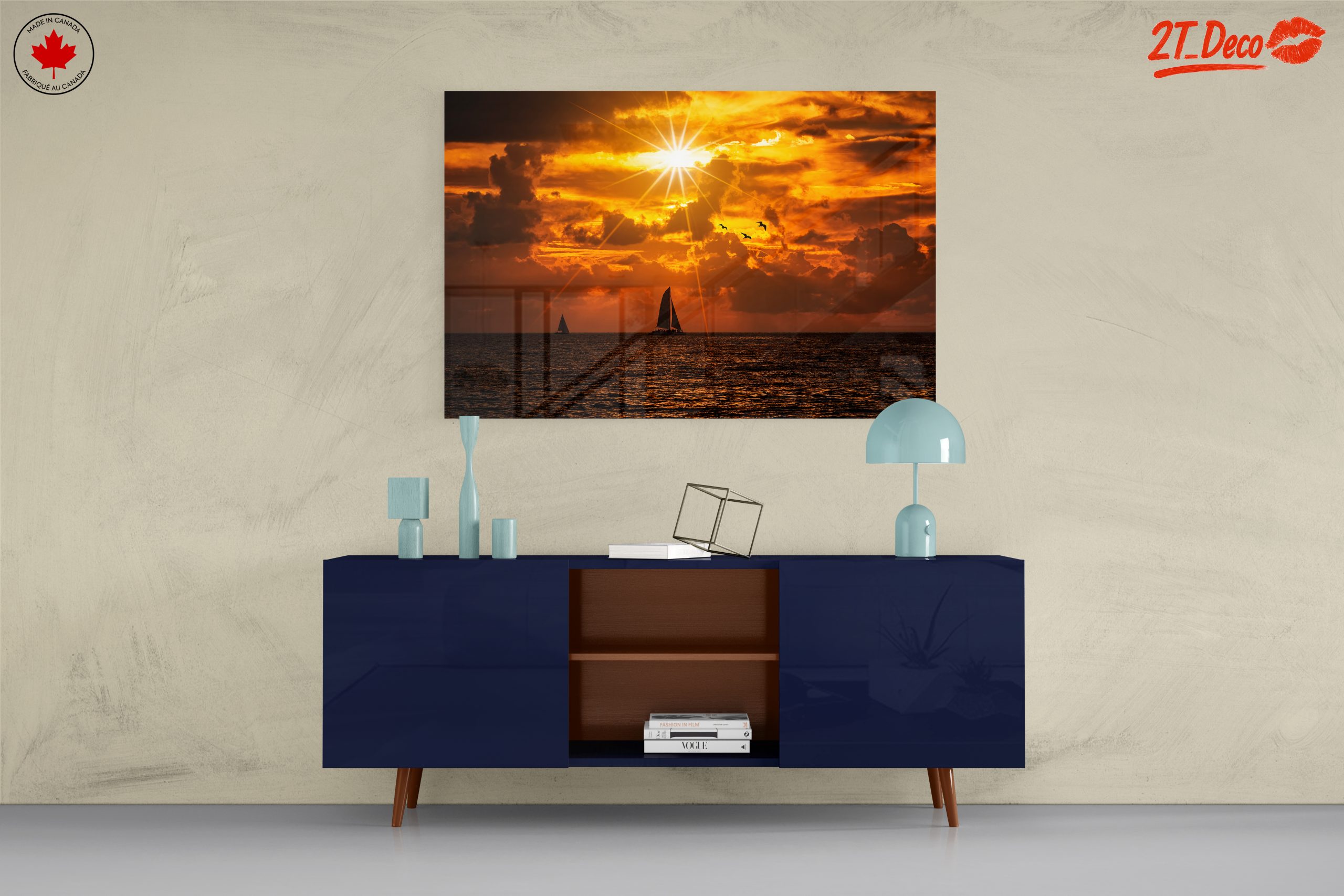 Stunning Sunset Over Beach with Sailboats - Image 8