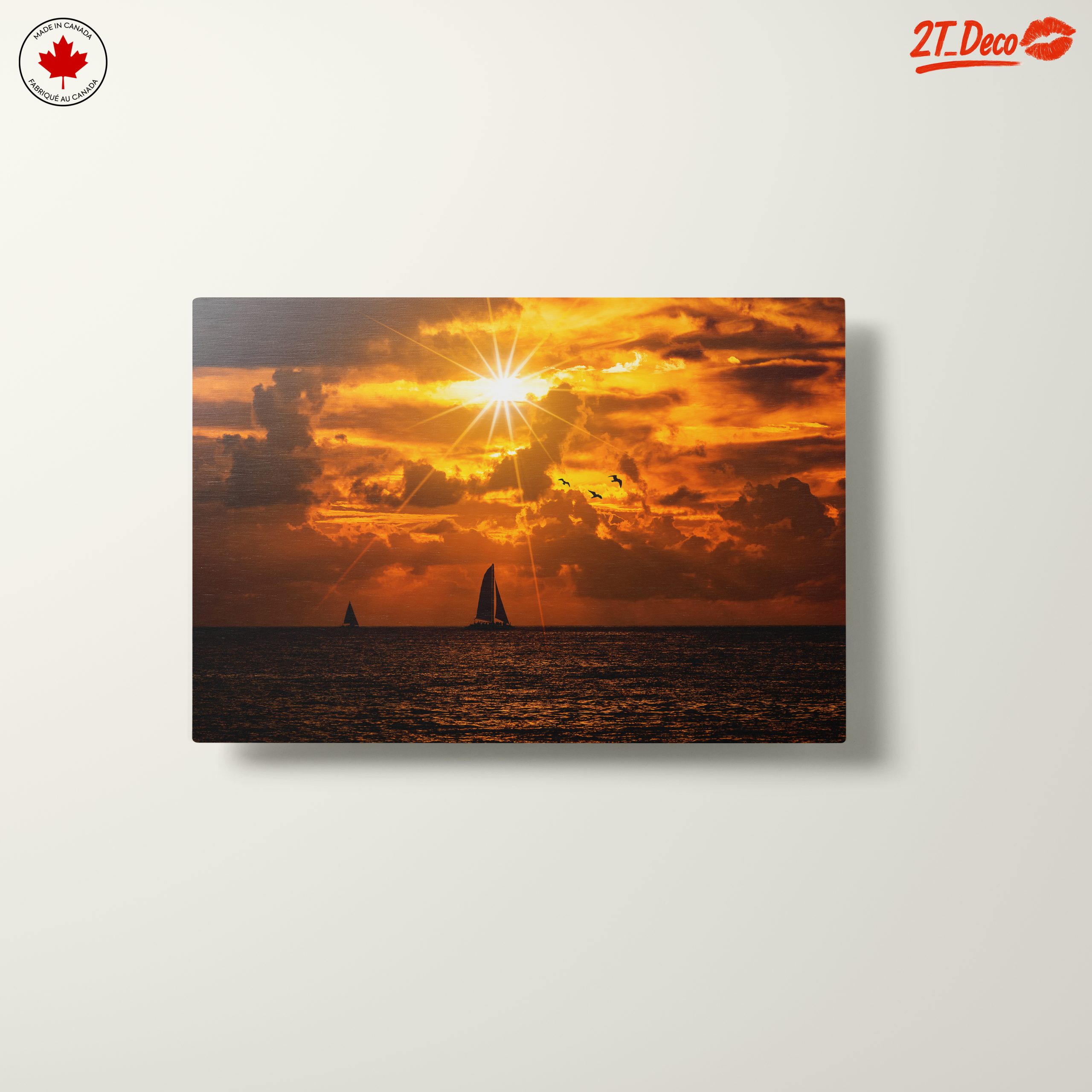 Stunning Sunset Over Beach with Sailboats - Image 10
