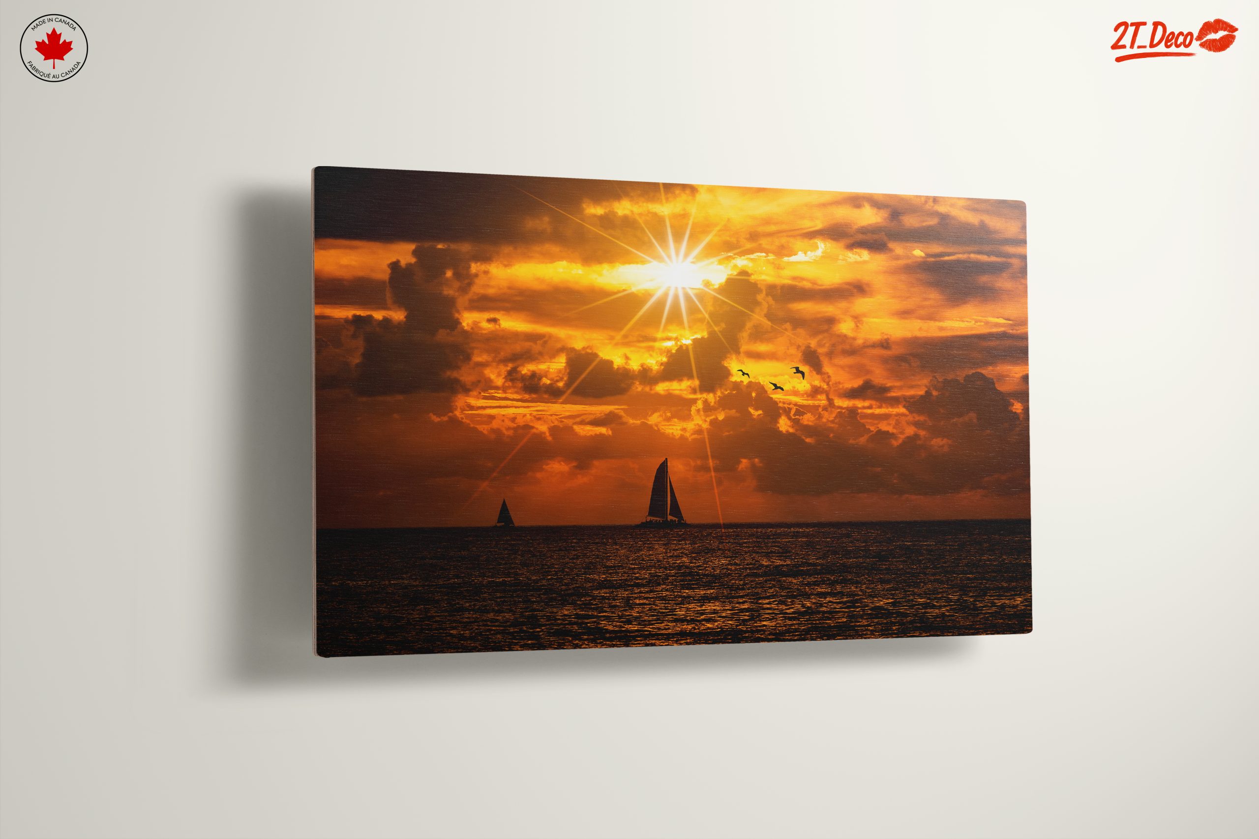 Stunning Sunset Over Beach with Sailboats - Image 13