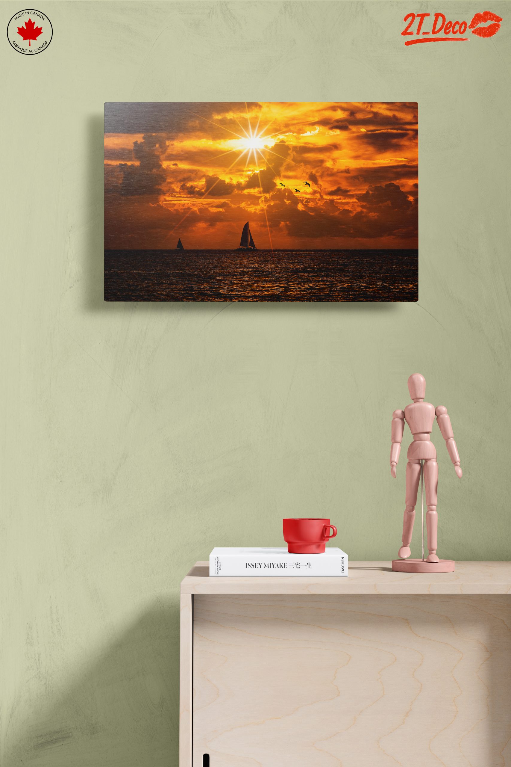 Stunning Sunset Over Beach with Sailboats - Image 14