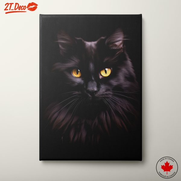 Stunning Black Cat Portrait with Golden Eyes