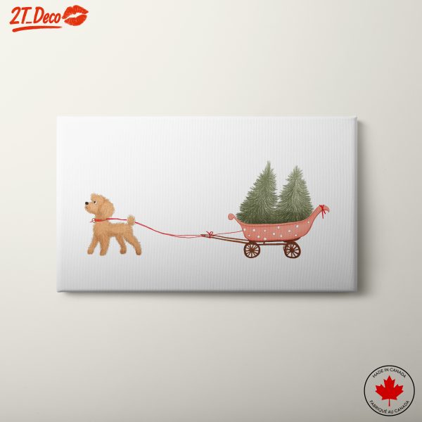 Playful Dog Pulling Christmas Trees