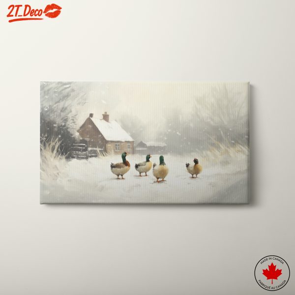 Ducks In Snowy Winter Landscape