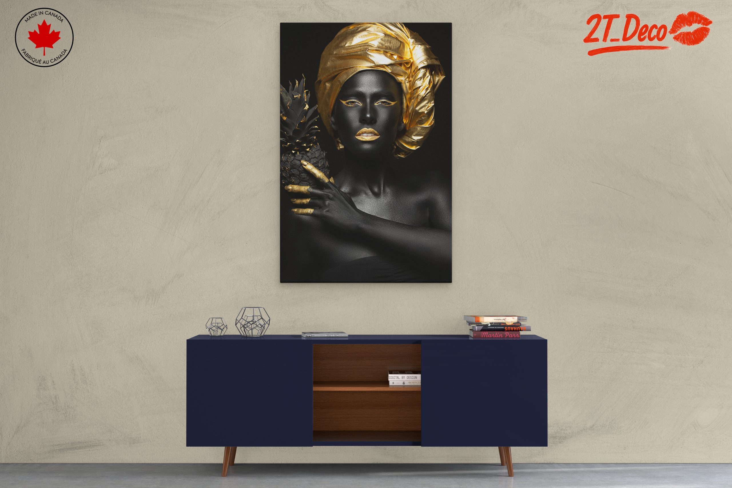 Striking Afro Art with Gold Accents 5 - Image 3