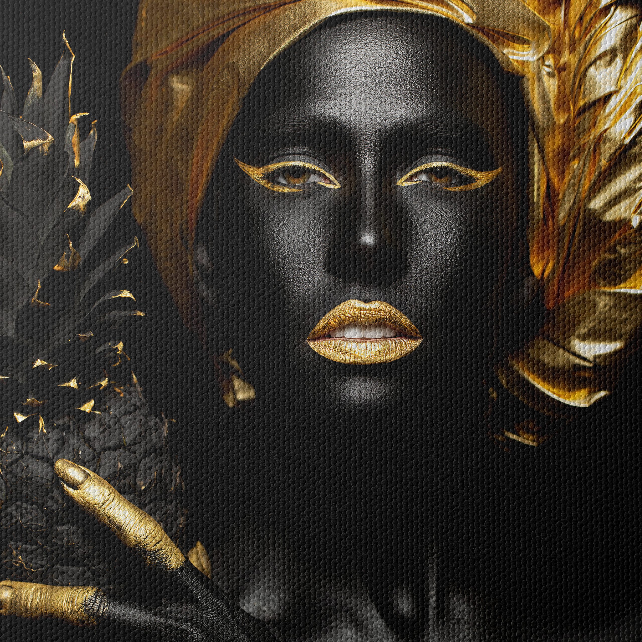 Striking Afro Art with Gold Accents 5 - Image 4