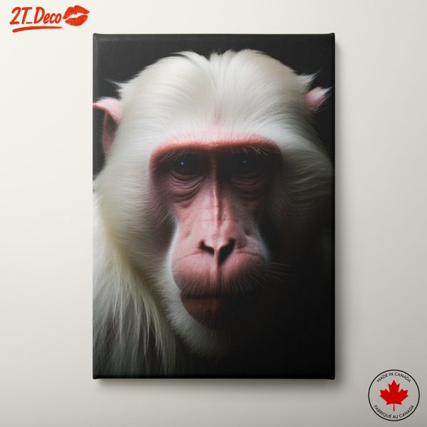 Close-Up Portrait of a Primate with White Fur