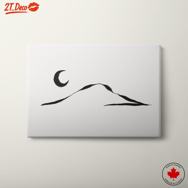 Minimalist Abstract Landscape Artwork with Moon