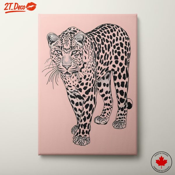 Artistic Leopard Illustration on Pink