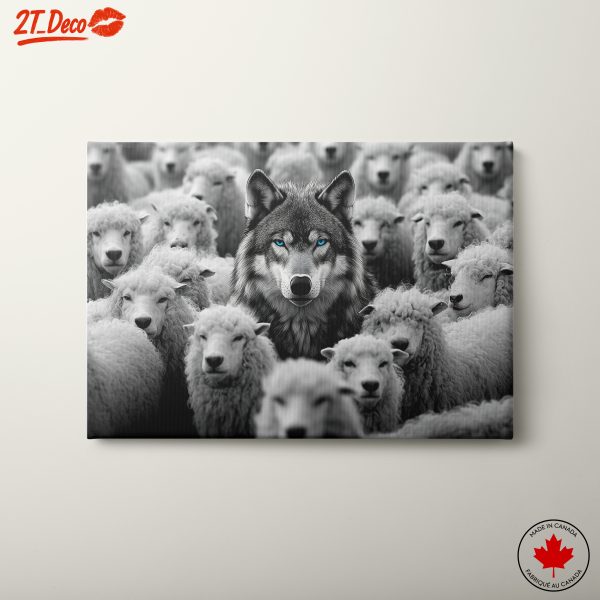 Wolf Surrounded by Sheep Art