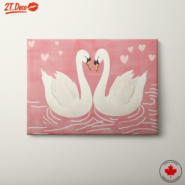 Sweet Swans in Pink Background Art