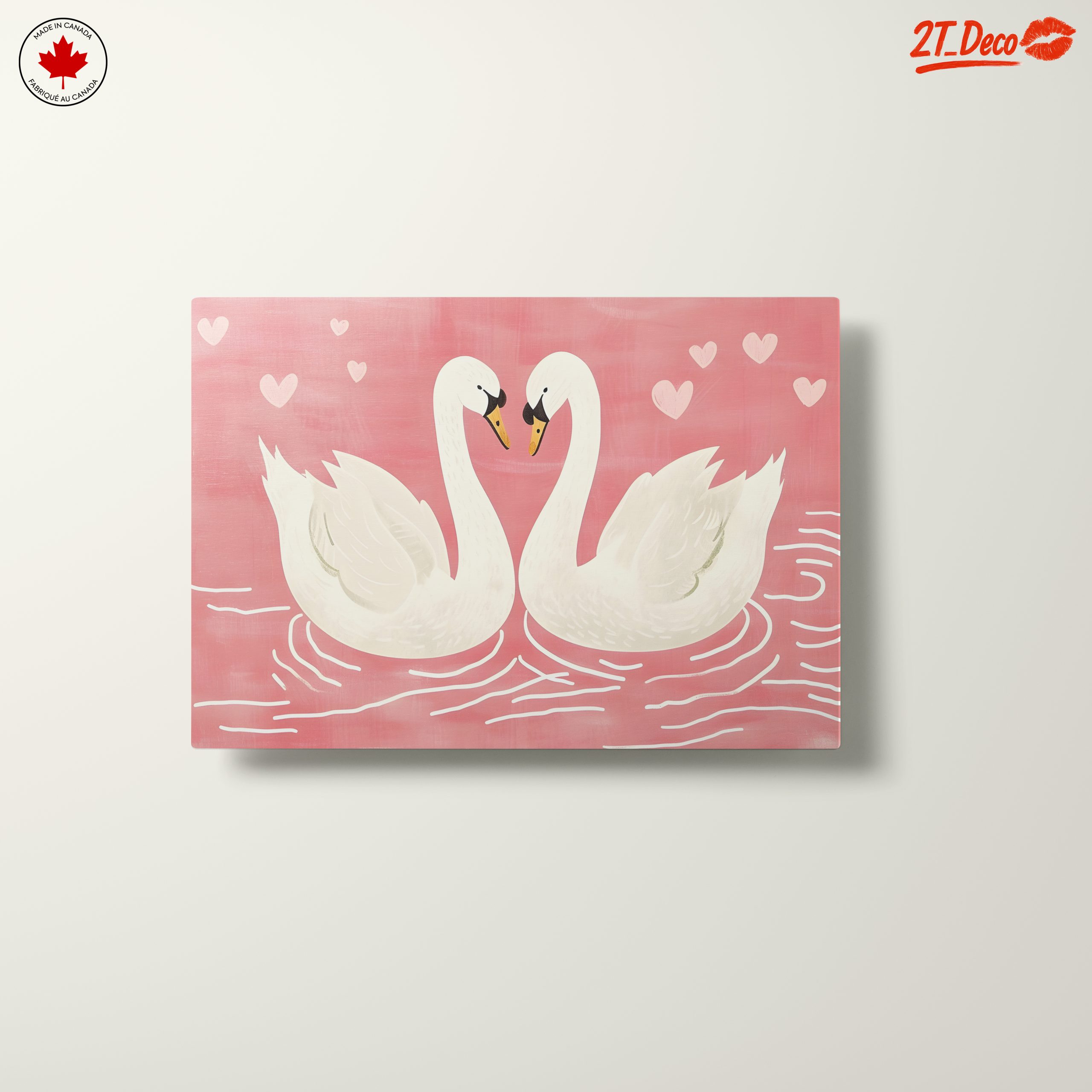 Sweet Swans in Pink Background Art - Image 10