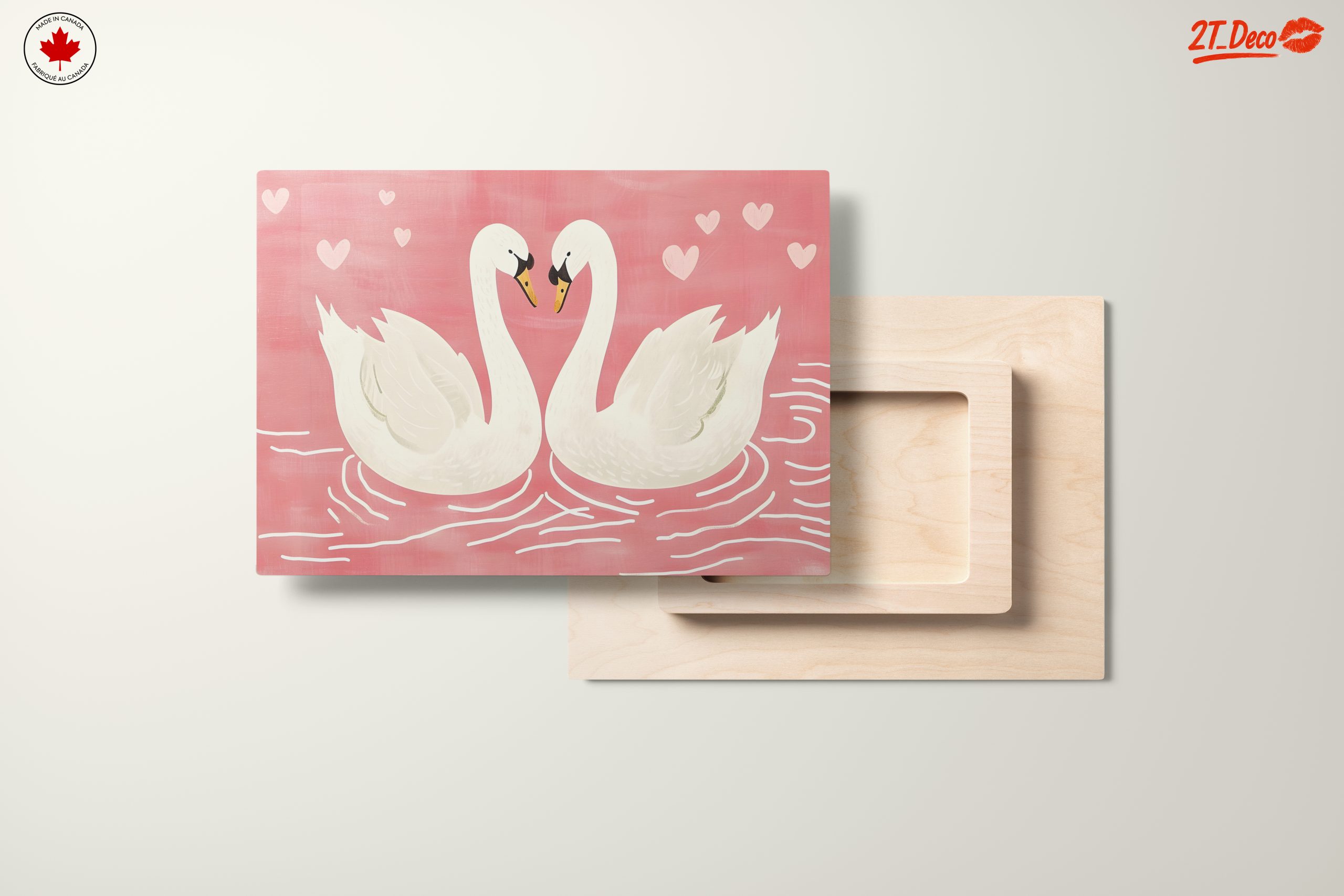 Sweet Swans in Pink Background Art - Image 11
